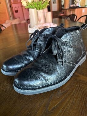 Rockport Classic Break Chukka Boots Black Leather Size 9W Walkability Lace Up